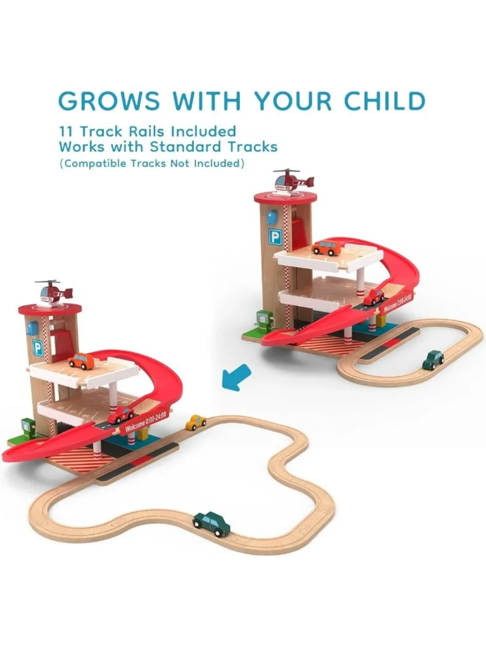 Wooden Parking Garage Toy Set for Toddlers | Fun & Educational Play for Ages 3-5
